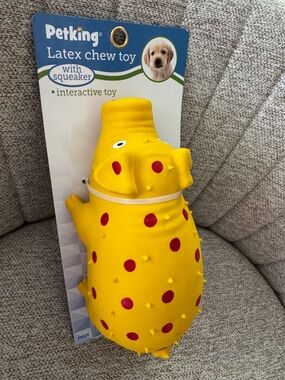 Petking Yellow Latex Chew Toy with Red Dots
